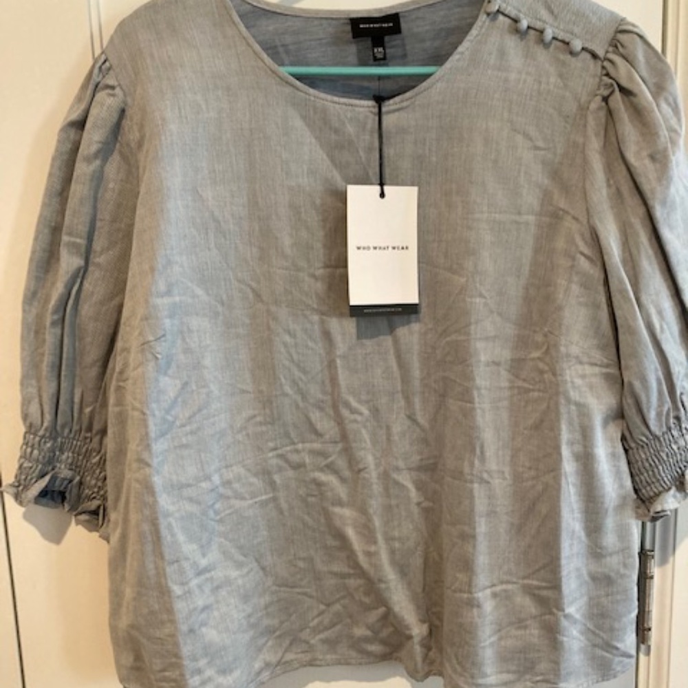 NWT Who What Wear Blue Chambray top Size XXL